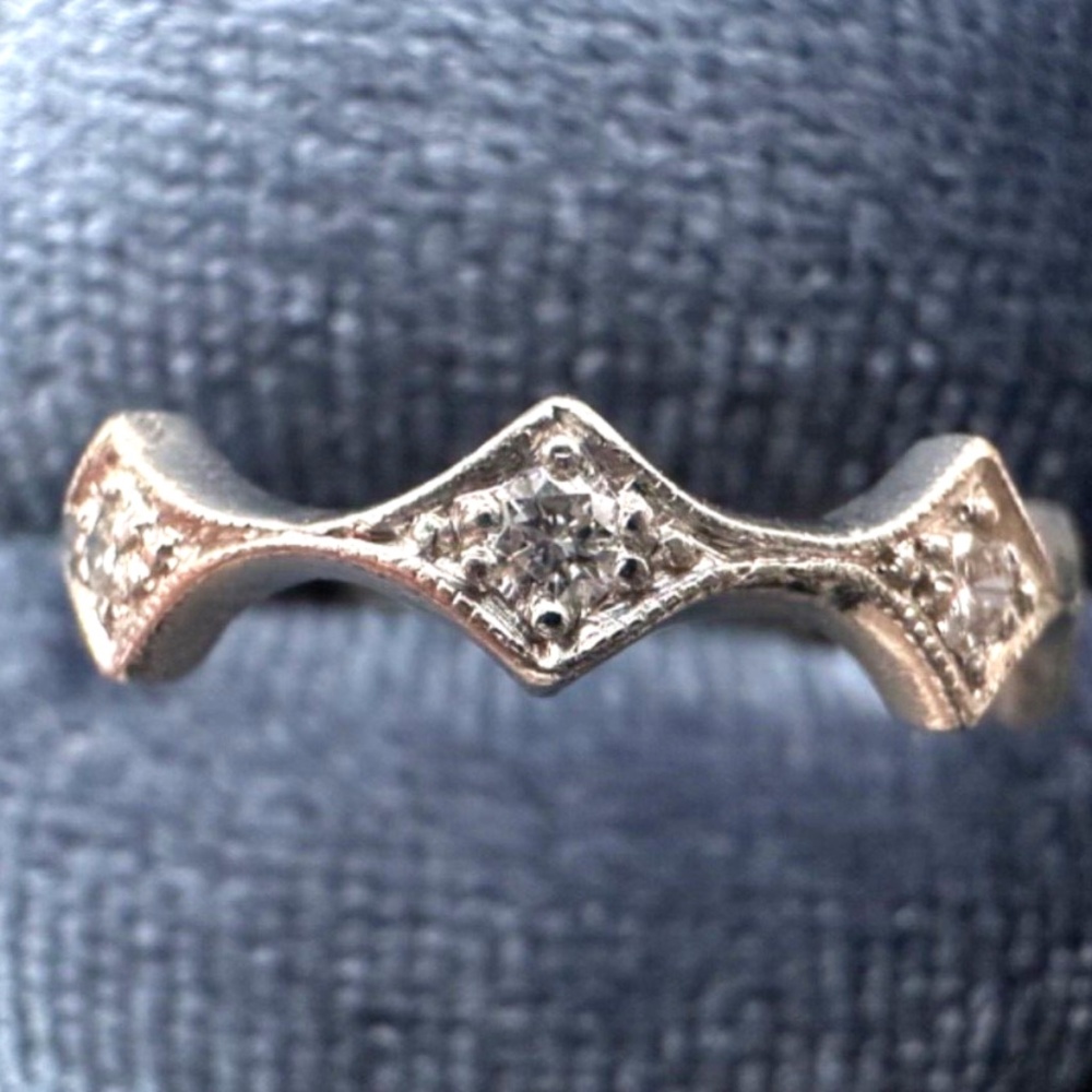 Designer CATHY WATERMAN Platinum Diamonds Elongated Geo Eternity Ring Band $2925